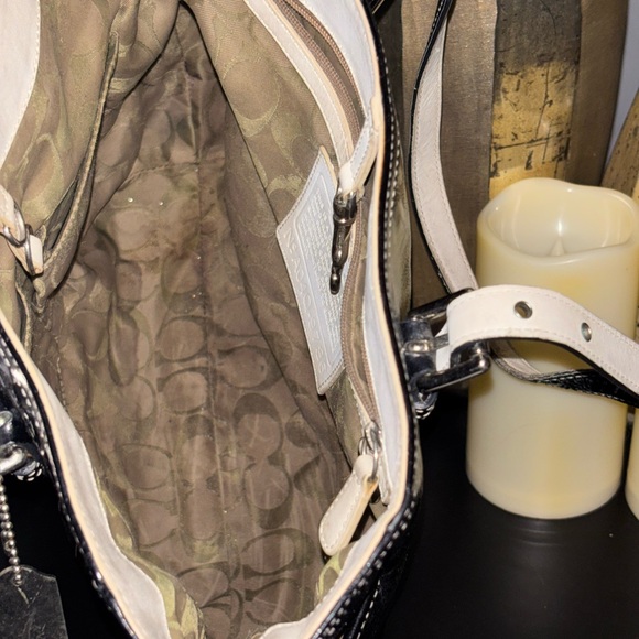 Coach Black Patent Leather Tote with Polka Dot Bow - Picture 3 of 6